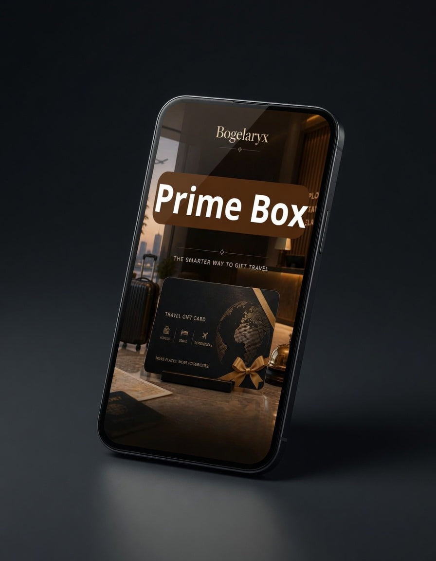 Phone displaying the Bogelaryx Prime Box app on a dark background