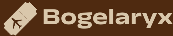 Logo of Bogelaryx with a ticket icon on a brown background